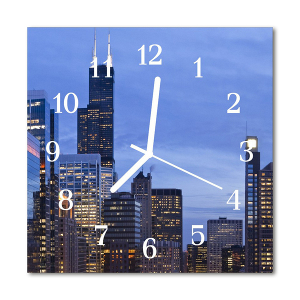 Glasuhr Küchenuhr Skyline