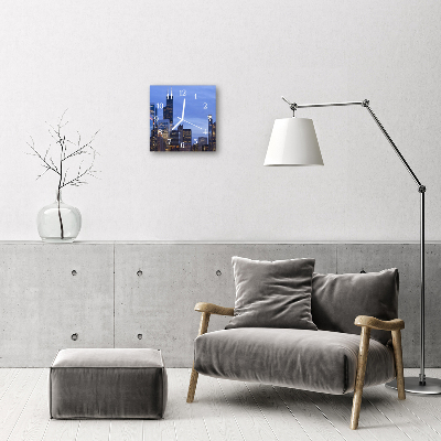 Glasuhr Küchenuhr Skyline