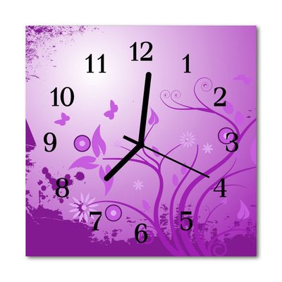 Glasuhr Küchenuhr Blumen Kunst