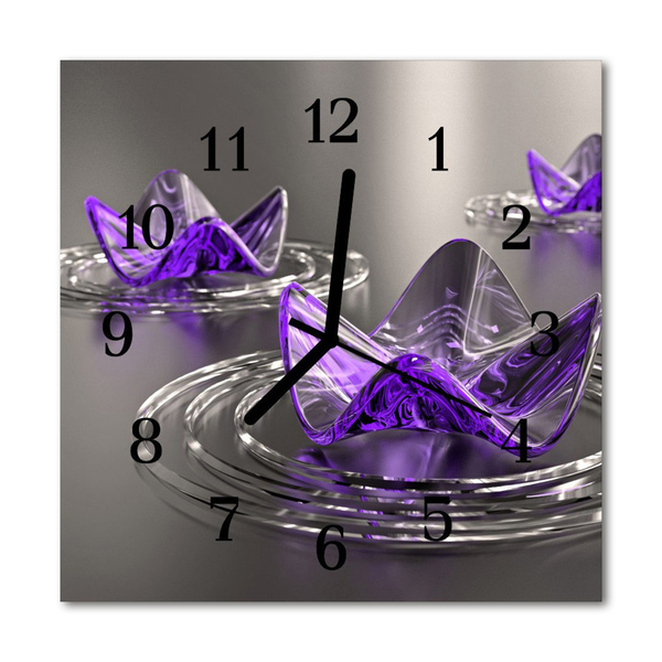 Glasuhr Küchenuhr Glasblumen