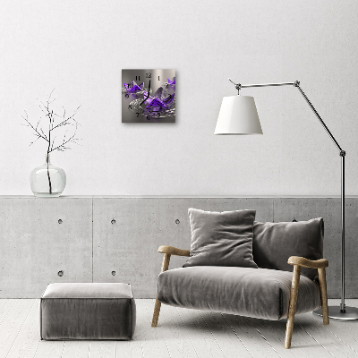Glasuhr Küchenuhr Glasblumen