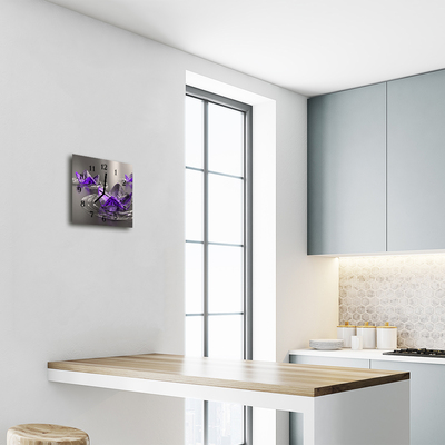 Glasuhr Küchenuhr Glasblumen