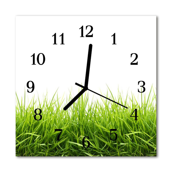 Glasuhr Küchenuhr Gras