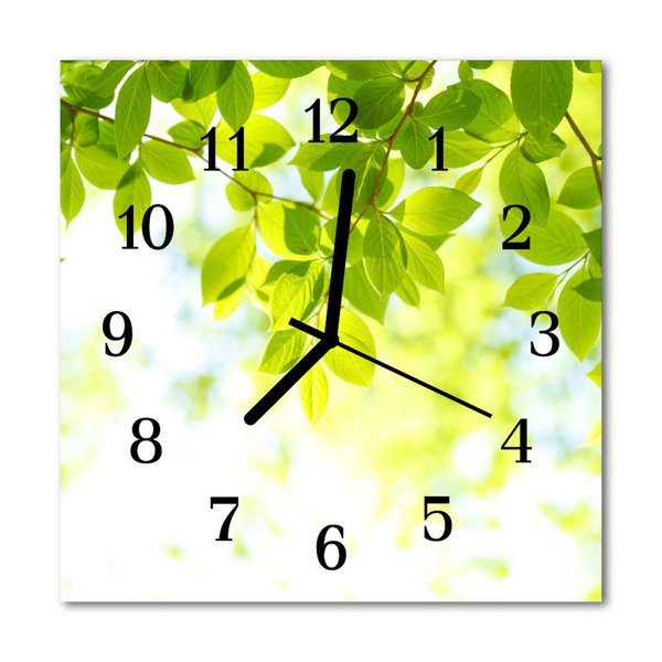 Glasuhr Küchenuhr Blätter