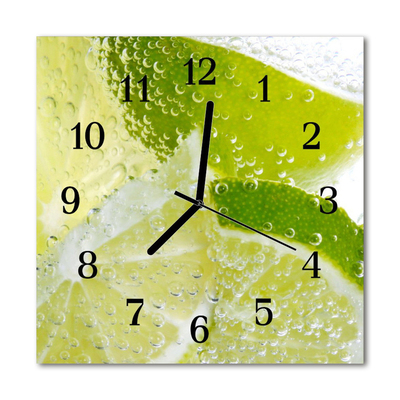 Glasuhr Küchenuhr Limetten Wasser