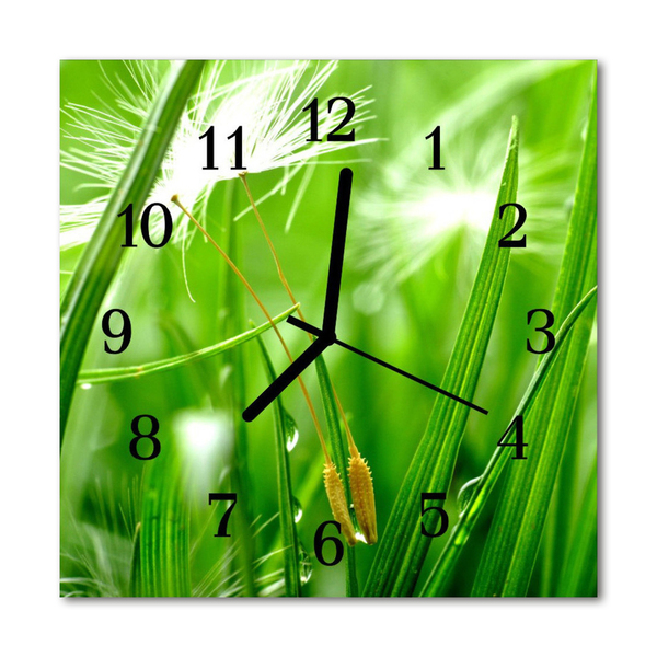 Glasuhr Küchenuhr Gras