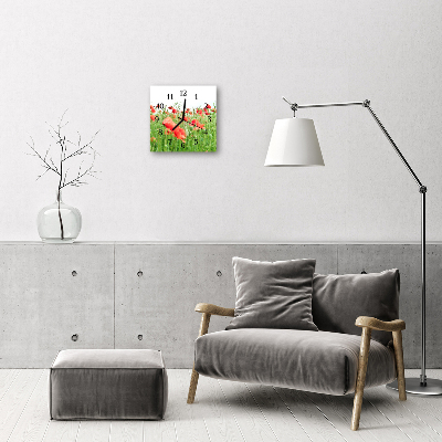 Glasuhr Küchenuhr Mohnblumen