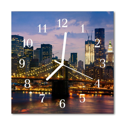 Glasuhr Küchenuhr Skyline Brücke