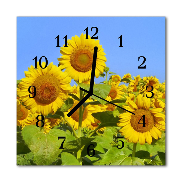 Glasuhr Küchenuhr Sonnenblumen
