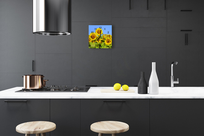 Glasuhr Küchenuhr Sonnenblumen