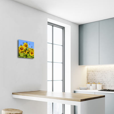 Glasuhr Küchenuhr Sonnenblumen