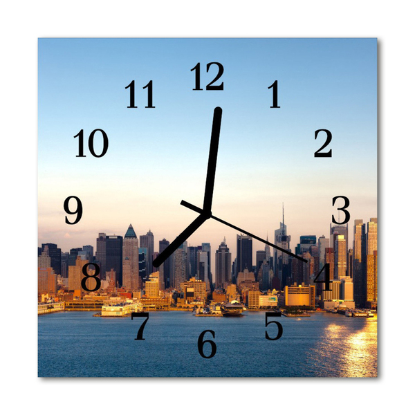 Glasuhr Küchenuhr Skyline
