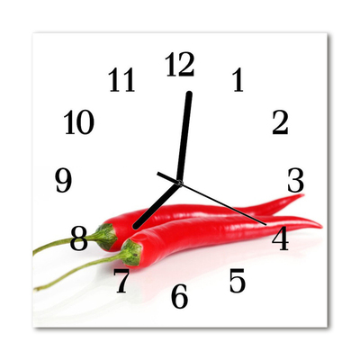 Glasuhr Küchenuhr Chilischoten