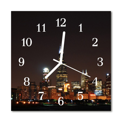Glasuhr Küchenuhr Skyline Nacht