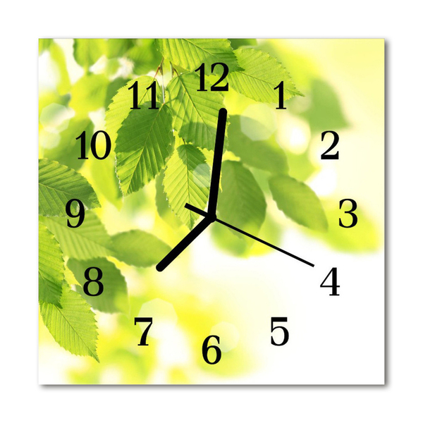 Glasuhr Küchenuhr Blätter