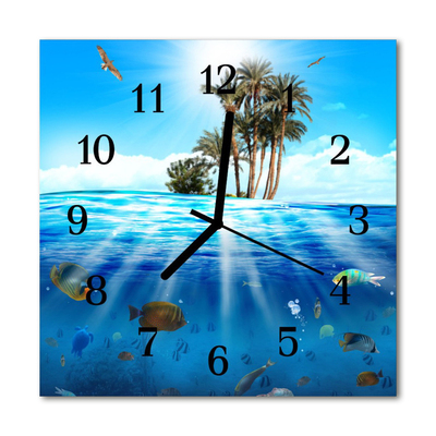 Glasuhr Küchenuhr Fische Insel