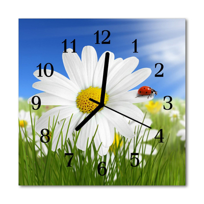 Glasuhr Küchenuhr Marienkäfer Blume