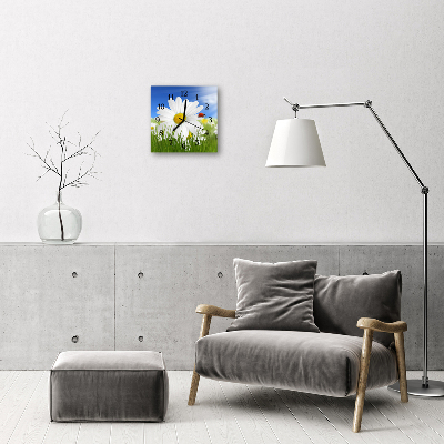 Glasuhr Küchenuhr Marienkäfer Blume