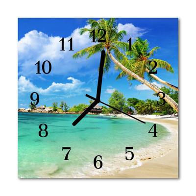 Glasuhr Küchenuhr Strand Palmen