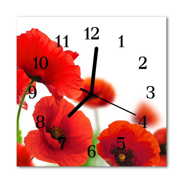 Glasuhr Küchenuhr Mohnblumen