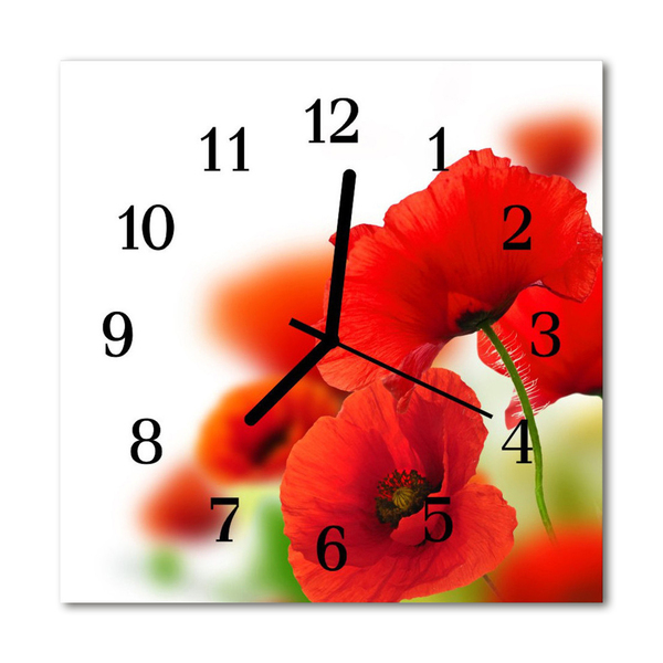 Glasuhr Küchenuhr Mohnblumen