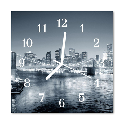 Glasuhr Küchenuhr Skyline Nacht
