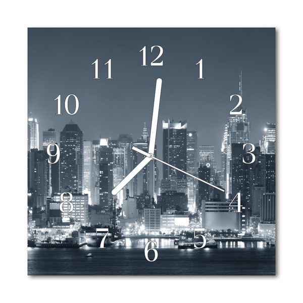 Glasuhr Küchenuhr Skyline Nacht