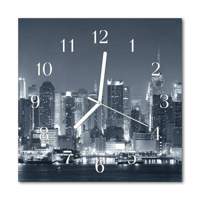 Glasuhr Küchenuhr Skyline Nacht