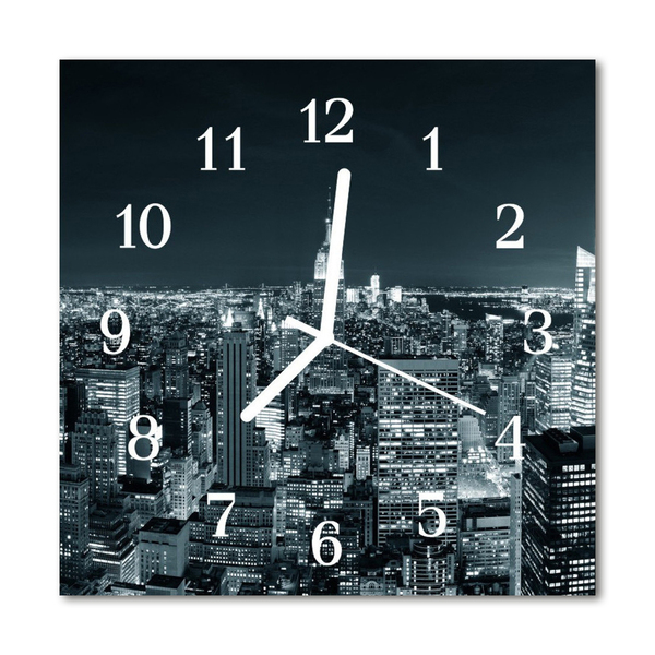 Glasuhr Küchenuhr Skyline Nacht