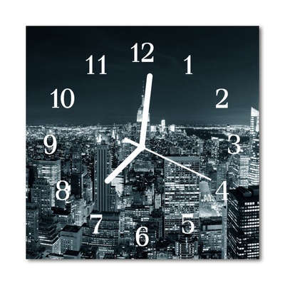 Glasuhr Küchenuhr Skyline Nacht