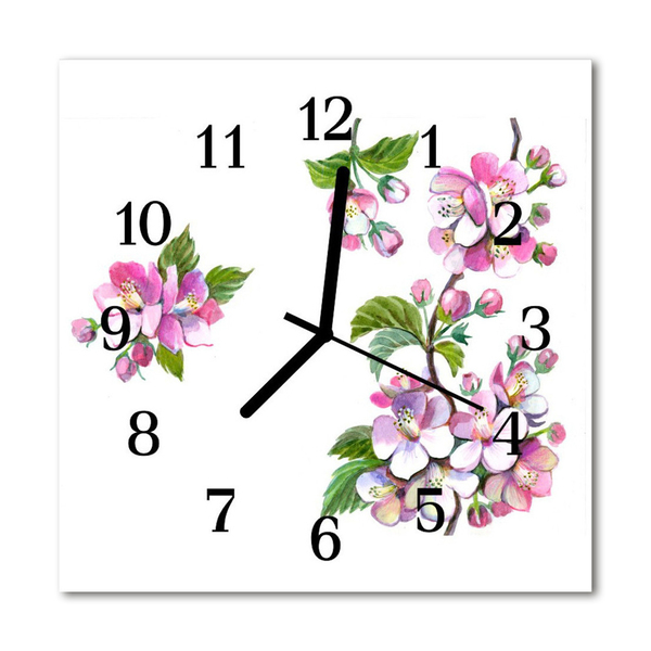 Glasuhr Küchenuhr Blüten
