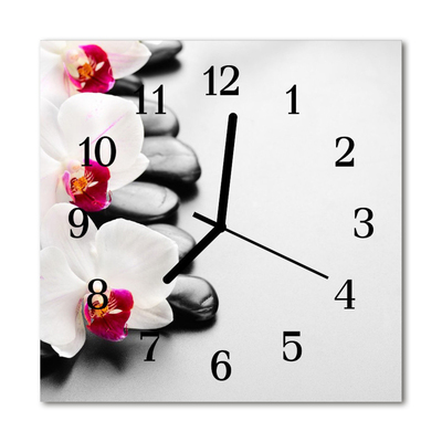Glasuhr Küchenuhr Orchidee Steine