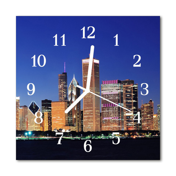 Glasuhr Küchenuhr Skyline