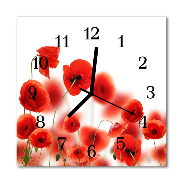 Glasuhr Küchenuhr Mohnblumen