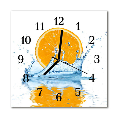 Glasuhr Küchenuhr Orange Wasser