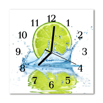 Glasuhr Küchenuhr Limetten Wasser