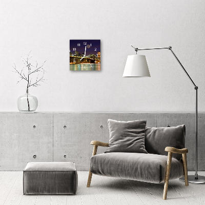 Glasuhr Küchenuhr Skyline Brücke