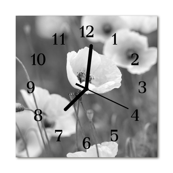 Glasuhr Küchenuhr Mohnblumen