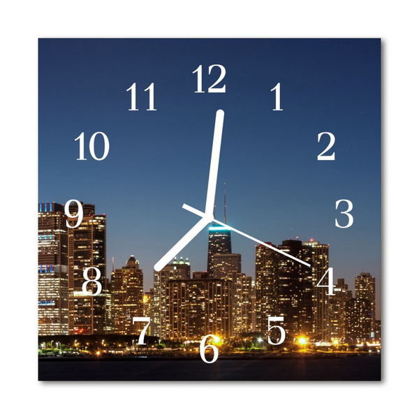 Glasuhr Küchenuhr Skyline