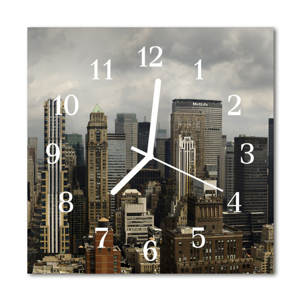 Glasuhr Küchenuhr Skyline