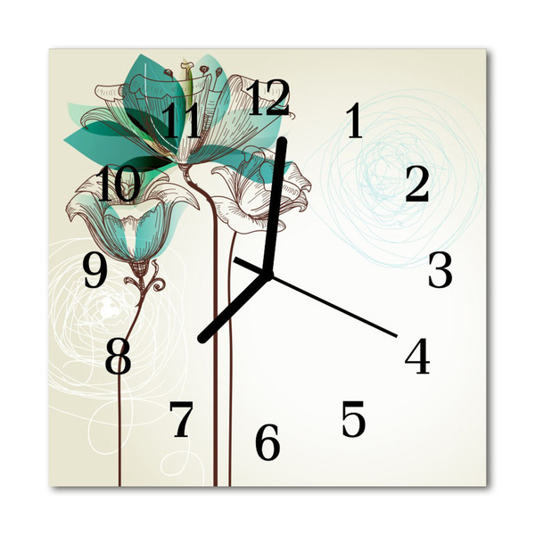 Glasuhr Küchenuhr Vintage Blumen