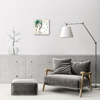 Glasuhr Küchenuhr Vintage Blumen