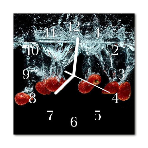 Glasuhr Küchenuhr Erdbeeren