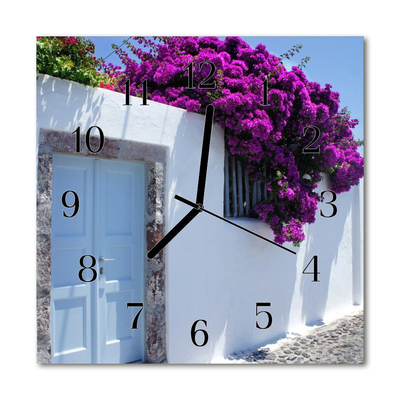 Glasuhr Küchenuhr Haus Blumen