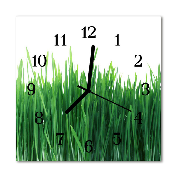 Glasuhr Küchenuhr Gras