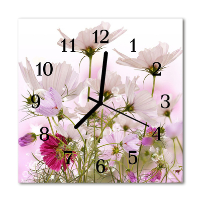 Glasuhr Küchenuhr Kosmos-Blumen