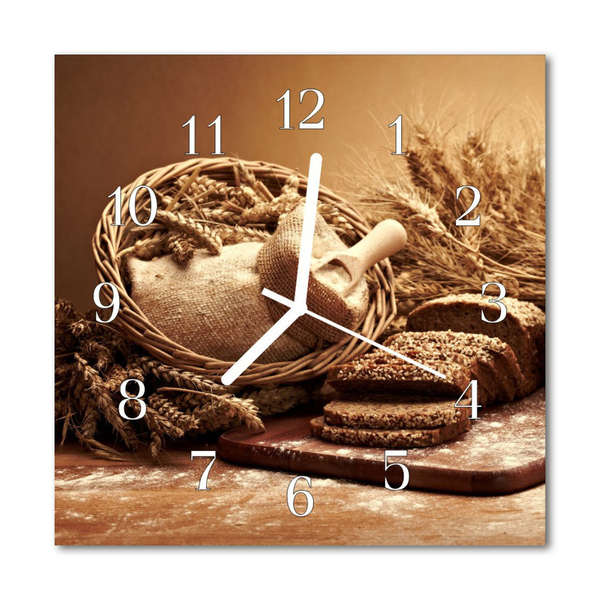 Glasuhr Küchenuhr Brot Ähren