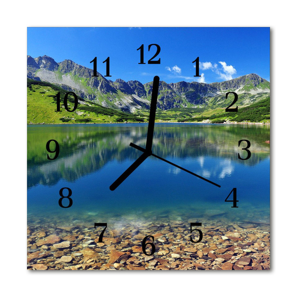 Glasuhr Küchenuhr Berge See