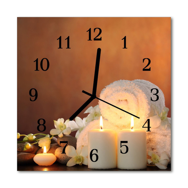 Glasuhr Küchenuhr Spa Kerzen