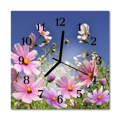 Glasuhr Küchenuhr Kosmos-Blumen